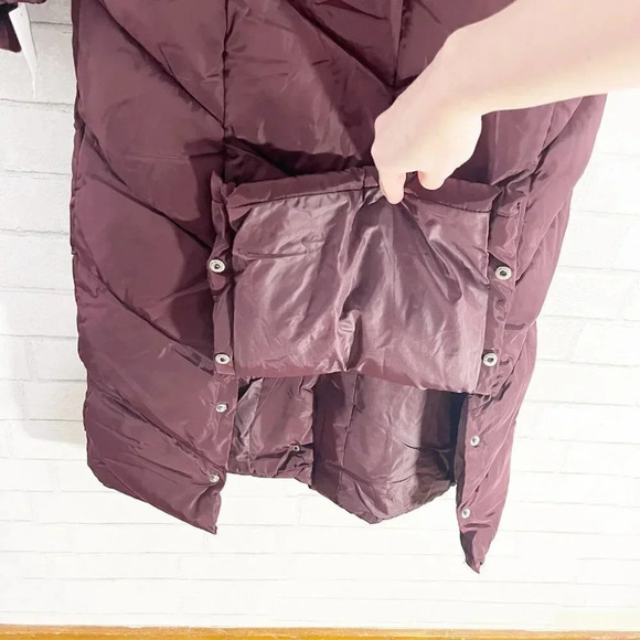 Steve Madden Merlot Long Puffer Coat Synthetic Removable Hood Women's XS NEW - Picture 8 of 13
